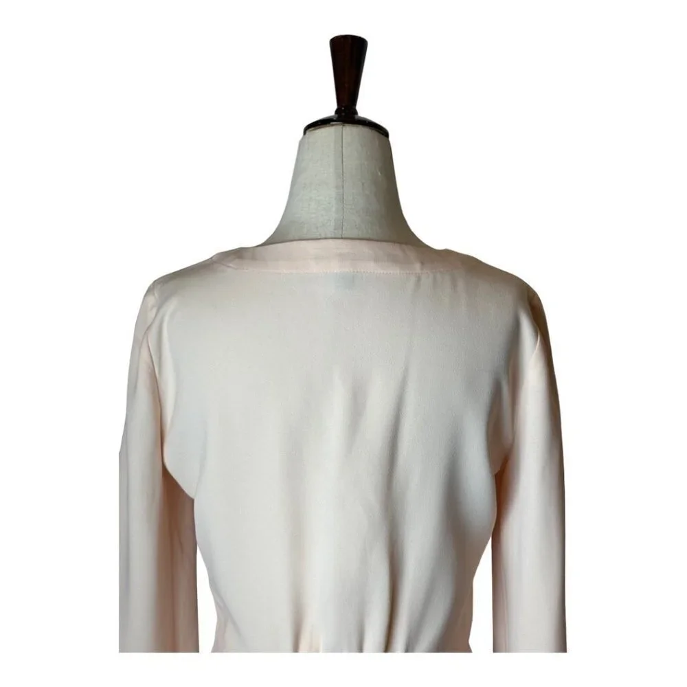 J. Crew Pale Pink Surplice V Neckline Puff Blouson Sleeve Peplum Blouse Size 0‎
